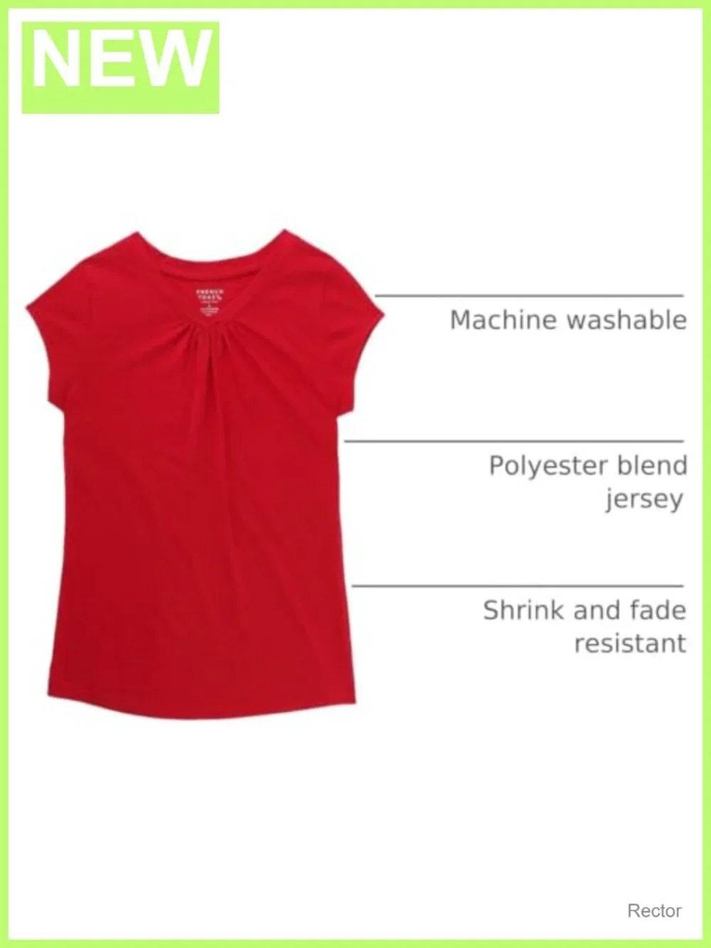 Girls Short Sleeve V-Neck T-Shirt Tee Polyester Blend